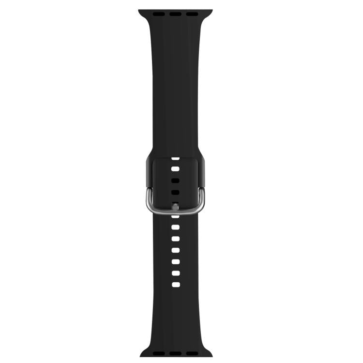 For Apple Watch 46mm / 49mm / 45mm / 44mm Kalebol Metal Pin Buckle Silicone Watch Band(Black) - Watch Bands by Kalebol | Online Shopping UK | buy2fix