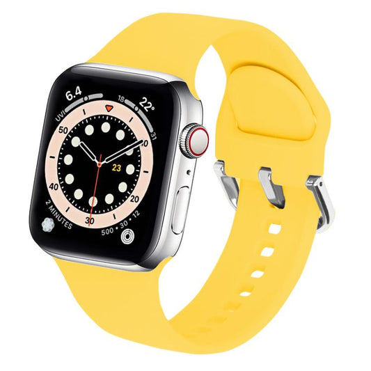 For Apple Watch 46mm / 49mm / 45mm / 44mm Kalebol Metal Pin Buckle Silicone Watch Band(Yellow) - Watch Bands by Kalebol | Online Shopping UK | buy2fix