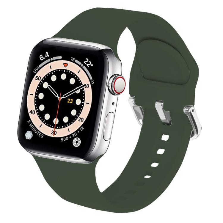 For Apple Watch 46mm / 49mm / 45mm / 44mm Kalebol Metal Pin Buckle Silicone Watch Band(Army Green) - Watch Bands by Kalebol | Online Shopping UK | buy2fix
