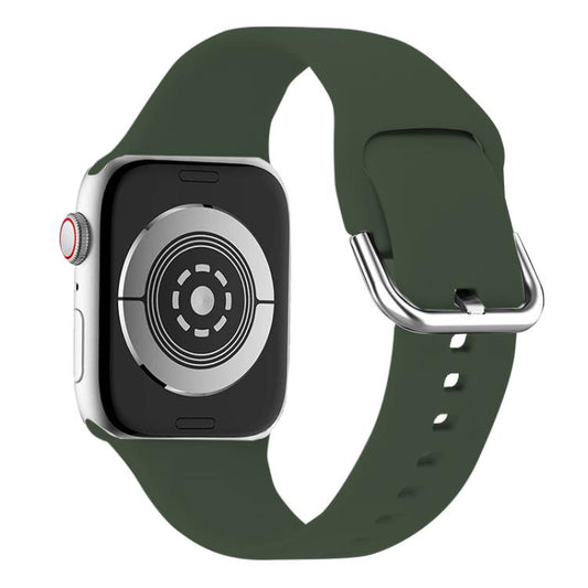 For Apple Watch 46mm / 49mm / 45mm / 44mm Kalebol Metal Pin Buckle Silicone Watch Band(Army Green) - Watch Bands by Kalebol | Online Shopping UK | buy2fix