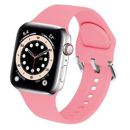 For Apple Watch 46mm / 49mm / 45mm / 44mm Kalebol Metal Pin Buckle Silicone Watch Band(Bright Pink) - Watch Bands by Kalebol | Online Shopping UK | buy2fix