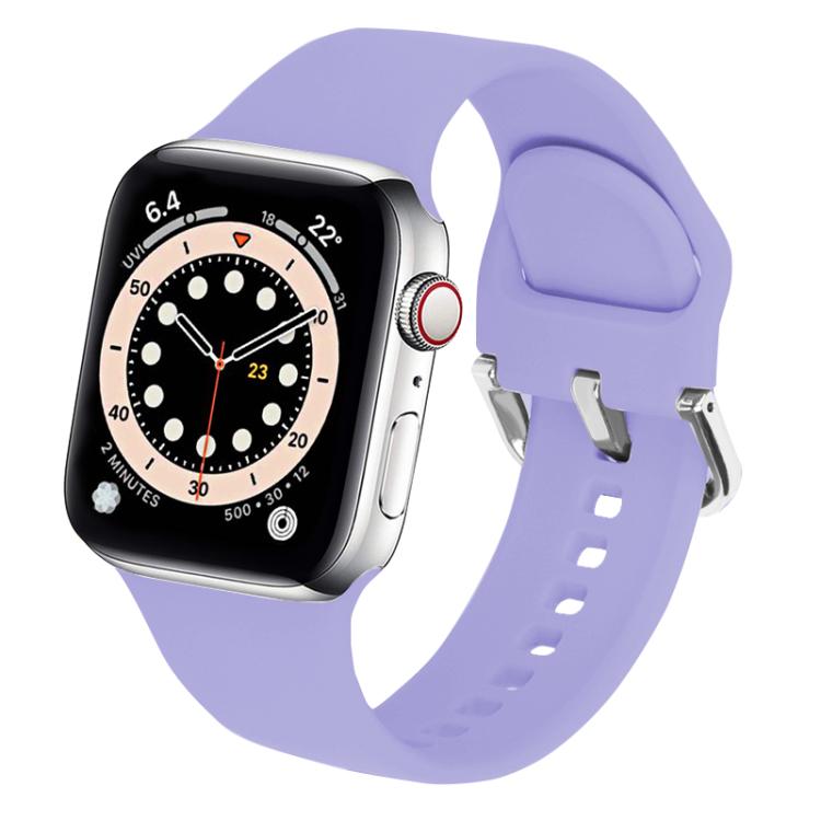 For Apple Watch 46mm / 49mm / 45mm / 44mm Kalebol Metal Pin Buckle Silicone Watch Band(Light Purple) - Watch Bands by Kalebol | Online Shopping UK | buy2fix