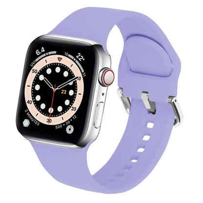 For Apple Watch 46mm / 49mm / 45mm / 44mm Kalebol Metal Pin Buckle Silicone Watch Band(Light Purple) - Watch Bands by Kalebol | Online Shopping UK | buy2fix