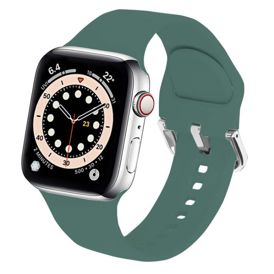 For Apple Watch 46mm / 49mm / 45mm / 44mm Kalebol Metal Pin Buckle Silicone Watch Band(Pine Green) - Watch Bands by Kalebol | Online Shopping UK | buy2fix