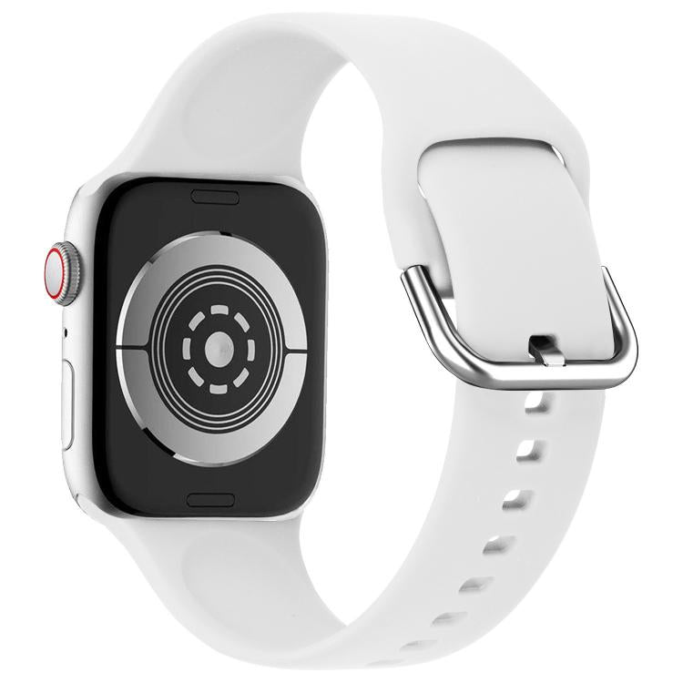 For Apple Watch 42mm / 41mm / 40mm / 38mm Kalebol Metal Pin Buckle Silicone Watch Band(White) - Watch Bands by Kalebol | Online Shopping UK | buy2fix