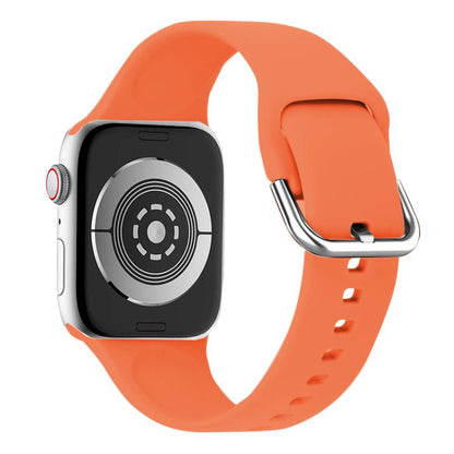For Apple Watch 42mm / 41mm / 40mm / 38mm Kalebol Metal Pin Buckle Silicone Watch Band(Orange) - Watch Bands by Kalebol | Online Shopping UK | buy2fix