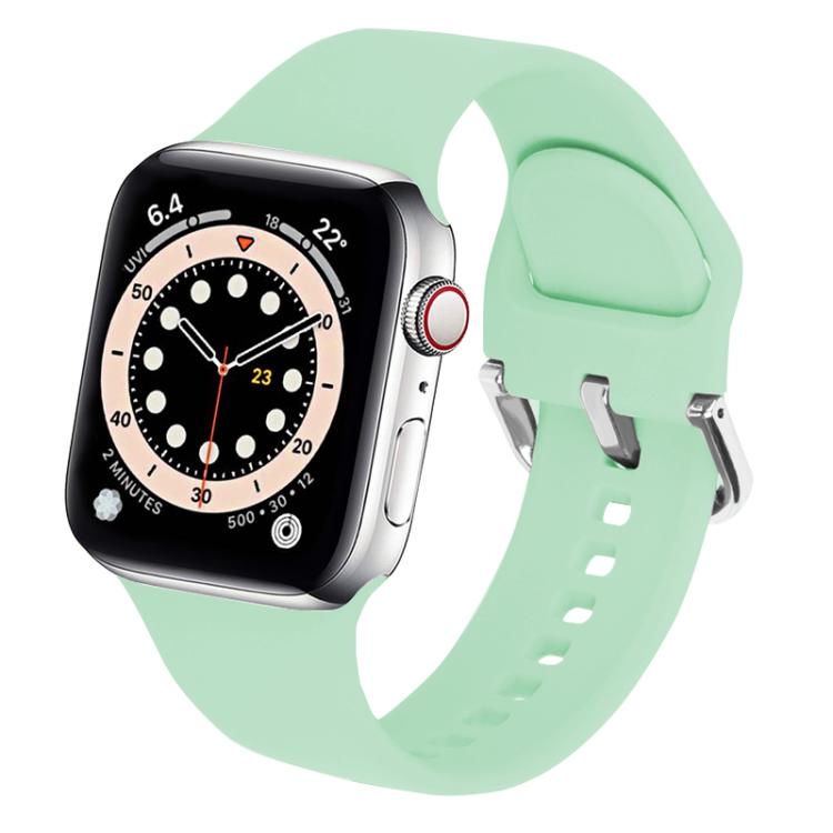 For Apple Watch 42mm / 41mm / 40mm / 38mm Kalebol Metal Pin Buckle Silicone Watch Band(Cyan) - Watch Bands by Kalebol | Online Shopping UK | buy2fix