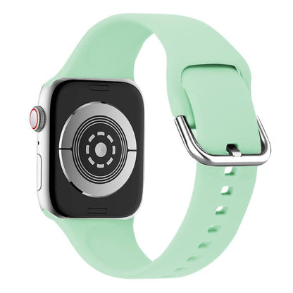 For Apple Watch 42mm / 41mm / 40mm / 38mm Kalebol Metal Pin Buckle Silicone Watch Band(Cyan) - Watch Bands by Kalebol | Online Shopping UK | buy2fix