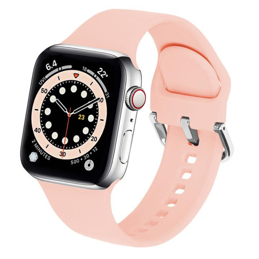 For Apple Watch 42mm / 41mm / 40mm / 38mm Kalebol Metal Pin Buckle Silicone Watch Band(Pink) - Watch Bands by Kalebol | Online Shopping UK | buy2fix