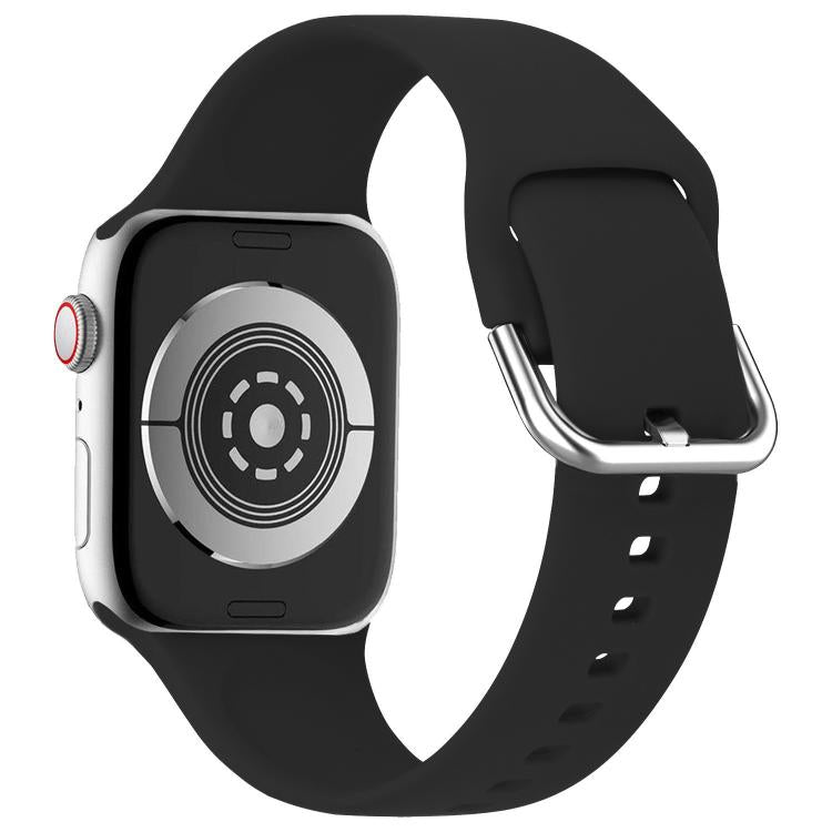 For Apple Watch 42mm / 41mm / 40mm / 38mm Kalebol Metal Pin Buckle Silicone Watch Band(Black) - Watch Bands by Kalebol | Online Shopping UK | buy2fix
