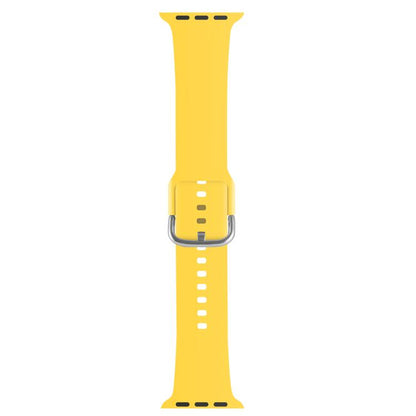 For Apple Watch 42mm / 41mm / 40mm / 38mm Kalebol Metal Pin Buckle Silicone Watch Band(Yellow) - Watch Bands by Kalebol | Online Shopping UK | buy2fix