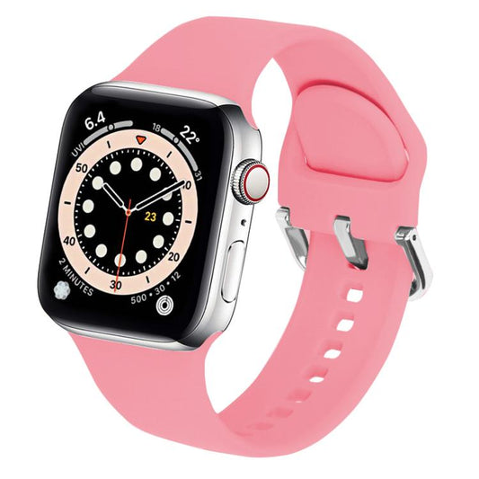 For Apple Watch 42mm / 41mm / 40mm / 38mm Kalebol Metal Pin Buckle Silicone Watch Band(Bright Pink) - Watch Bands by Kalebol | Online Shopping UK | buy2fix