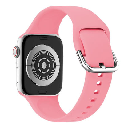 For Apple Watch 42mm / 41mm / 40mm / 38mm Kalebol Metal Pin Buckle Silicone Watch Band(Bright Pink) - Watch Bands by Kalebol | Online Shopping UK | buy2fix