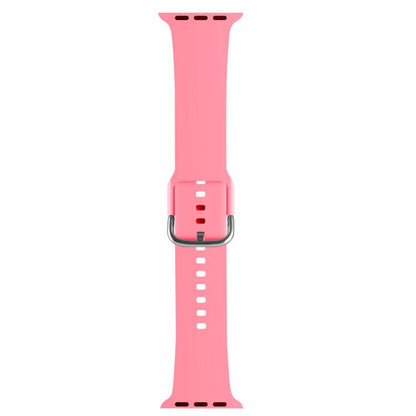 For Apple Watch 42mm / 41mm / 40mm / 38mm Kalebol Metal Pin Buckle Silicone Watch Band(Bright Pink) - Watch Bands by Kalebol | Online Shopping UK | buy2fix