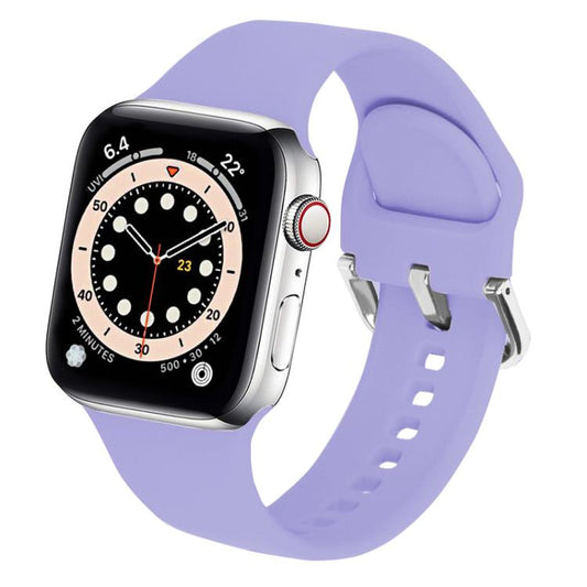 For Apple Watch 42mm / 41mm / 40mm / 38mm Kalebol Metal Pin Buckle Silicone Watch Band(Light Purple) - Watch Bands by Kalebol | Online Shopping UK | buy2fix