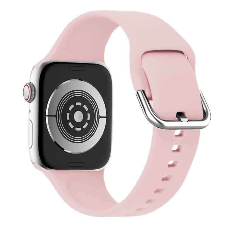 For Apple Watch 42mm / 41mm / 40mm / 38mm Kalebol Metal Pin Buckle Silicone Watch Band(Light Pink) - Watch Bands by Kalebol | Online Shopping UK | buy2fix