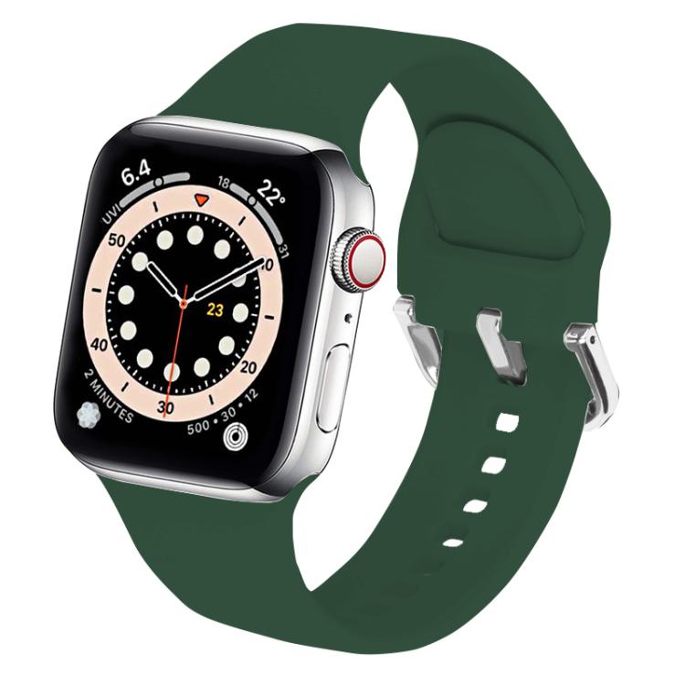 For Apple Watch 42mm / 41mm / 40mm / 38mm Kalebol Metal Pin Buckle Silicone Watch Band(Dark Green) - Watch Bands by Kalebol | Online Shopping UK | buy2fix