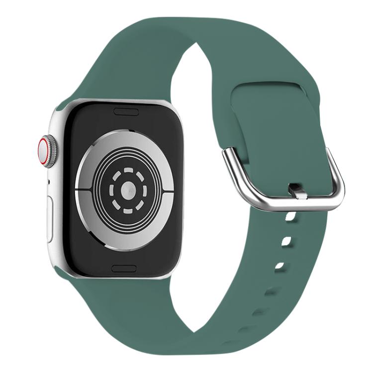 For Apple Watch 42mm / 41mm / 40mm / 38mm Kalebol Metal Pin Buckle Silicone Watch Band(Pine Green) - Watch Bands by Kalebol | Online Shopping UK | buy2fix