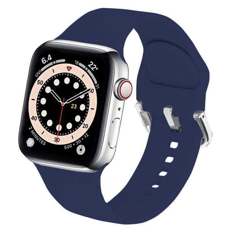 For Apple Watch 42mm / 41mm / 40mm / 38mm Kalebol Metal Pin Buckle Silicone Watch Band(Dark Blue) - Watch Bands by Kalebol | Online Shopping UK | buy2fix