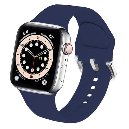 For Apple Watch 42mm / 41mm / 40mm / 38mm Kalebol Metal Pin Buckle Silicone Watch Band(Dark Blue) - Watch Bands by Kalebol | Online Shopping UK | buy2fix