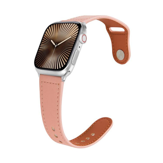For Apple Watch 46mm / 49mm / 45mm / 44mm Kalebol Large Stud Buckle Leather Watch Band(Pink) - Watch Bands by Kalebol | Online Shopping UK | buy2fix