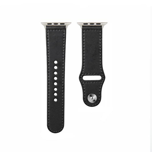 For Apple Watch 46mm / 49mm / 45mm / 44mm Kalebol Large Stud Buckle Leather Watch Band(Black) - Watch Bands by Kalebol | Online Shopping UK | buy2fix