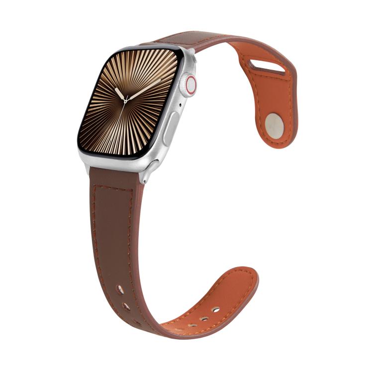 For Apple Watch 46mm / 49mm / 45mm / 44mm Kalebol Large Stud Buckle Leather Watch Band(Coffee) - Watch Bands by Kalebol | Online Shopping UK | buy2fix