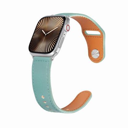 For Apple Watch 46mm / 49mm / 45mm / 44mm Kalebol Large Stud Buckle Leather Watch Band(Green) - Watch Bands by Kalebol | Online Shopping UK | buy2fix