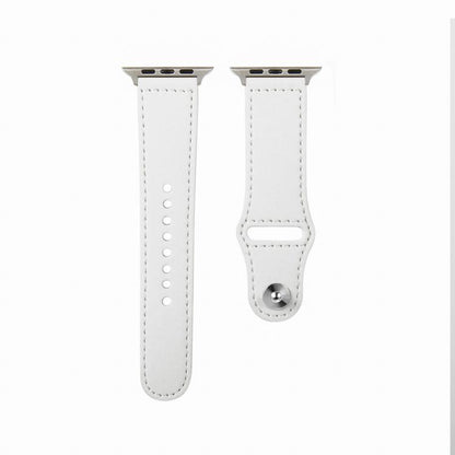 For Apple Watch 42mm / 41mm / 40mm / 38mm Kalebol Large Stud Buckle Leather Watch Band(White) - Watch Bands by Kalebol | Online Shopping UK | buy2fix