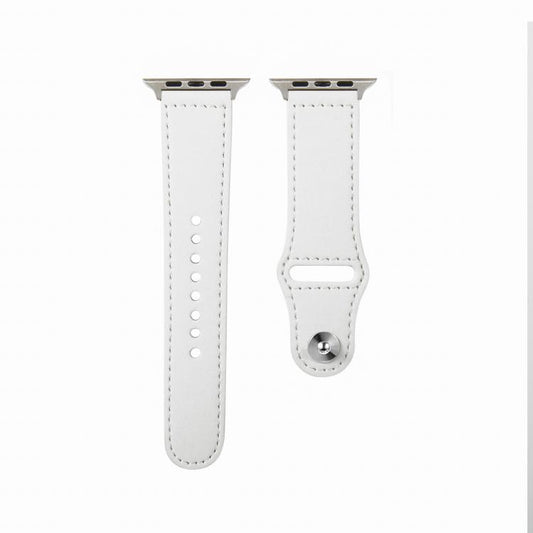 For Apple Watch 42mm / 41mm / 40mm / 38mm Kalebol Large Stud Buckle Leather Watch Band(White) - Watch Bands by Kalebol | Online Shopping UK | buy2fix