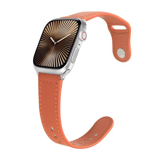 For Apple Watch 42mm / 41mm / 40mm / 38mm Kalebol Large Stud Buckle Leather Watch Band(Orange) - Watch Bands by Kalebol | Online Shopping UK | buy2fix