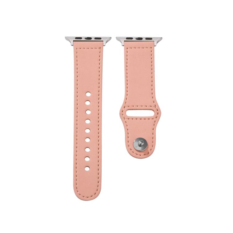 For Apple Watch 42mm / 41mm / 40mm / 38mm Kalebol Large Stud Buckle Leather Watch Band(Pink) - Watch Bands by Kalebol | Online Shopping UK | buy2fix