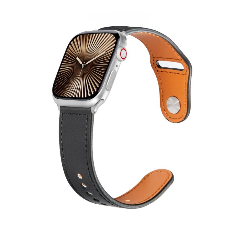 For Apple Watch 42mm / 41mm / 40mm / 38mm Kalebol Large Stud Buckle Leather Watch Band(Black) - Watch Bands by Kalebol | Online Shopping UK | buy2fix