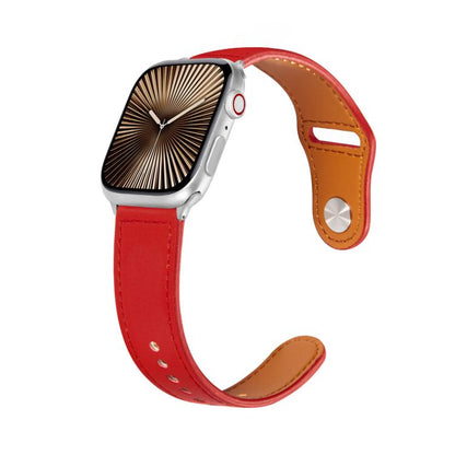 For Apple Watch 42mm / 41mm / 40mm / 38mm Kalebol Large Stud Buckle Leather Watch Band(Red) - Watch Bands by Kalebol | Online Shopping UK | buy2fix