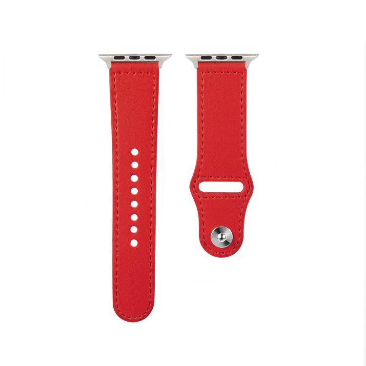 For Apple Watch 42mm / 41mm / 40mm / 38mm Kalebol Large Stud Buckle Leather Watch Band(Red) - Watch Bands by Kalebol | Online Shopping UK | buy2fix