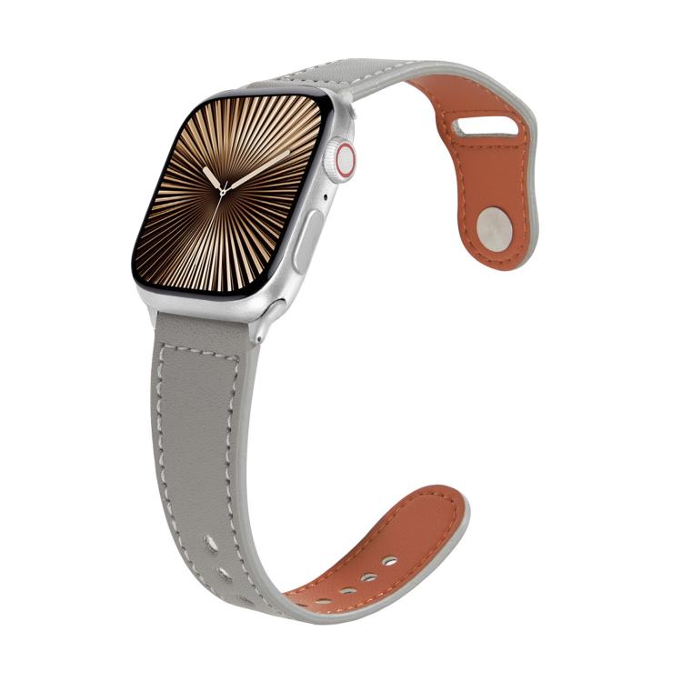 For Apple Watch 42mm / 41mm / 40mm / 38mm Kalebol Large Stud Buckle Leather Watch Band(Grey) - Watch Bands by Kalebol | Online Shopping UK | buy2fix