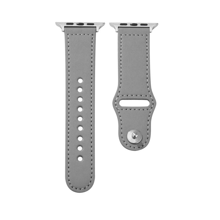 For Apple Watch 42mm / 41mm / 40mm / 38mm Kalebol Large Stud Buckle Leather Watch Band(Grey) - Watch Bands by Kalebol | Online Shopping UK | buy2fix