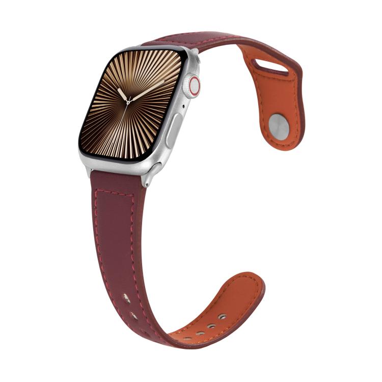 For Apple Watch 42mm / 41mm / 40mm / 38mm Kalebol Large Stud Buckle Leather Watch Band(Wine Red) - Watch Bands by Kalebol | Online Shopping UK | buy2fix
