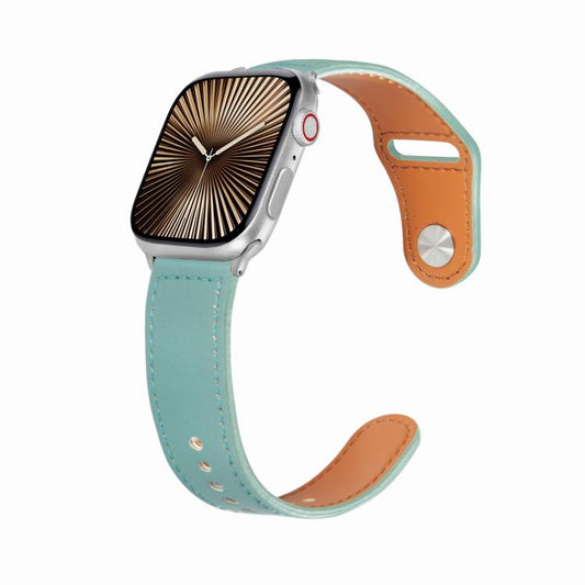 For Apple Watch 42mm / 41mm / 40mm / 38mm Kalebol Large Stud Buckle Leather Watch Band(Green) - Watch Bands by Kalebol | Online Shopping UK | buy2fix