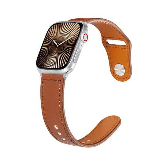 For Apple Watch 42mm / 41mm / 40mm / 38mm Kalebol Large Stud Buckle Leather Watch Band(Brown) - Watch Bands by Kalebol | Online Shopping UK | buy2fix