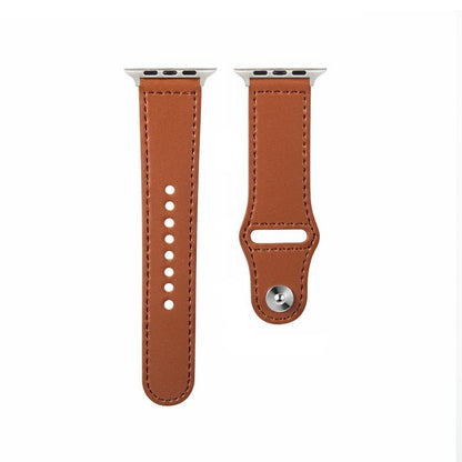For Apple Watch 42mm / 41mm / 40mm / 38mm Kalebol Large Stud Buckle Leather Watch Band(Brown) - Watch Bands by Kalebol | Online Shopping UK | buy2fix