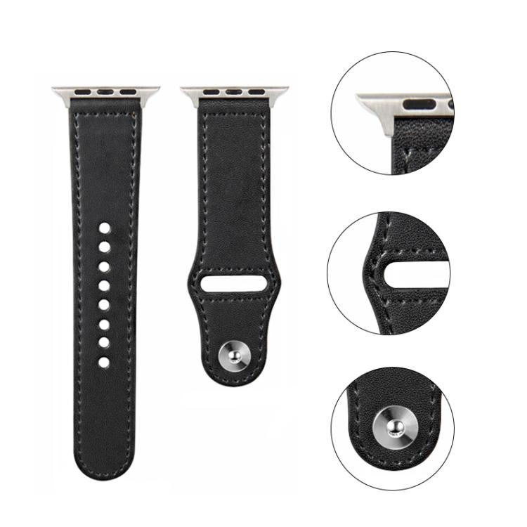 For Apple Watch 46mm / 49mm / 45mm / 44mm Kalebol Large Stud Buckle Leather Watch Band(Grey) - Watch Bands by Kalebol | Online Shopping UK | buy2fix