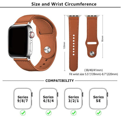 For Apple Watch 46mm / 49mm / 45mm / 44mm Kalebol Large Stud Buckle Leather Watch Band(Apricot) - Watch Bands by Kalebol | Online Shopping UK | buy2fix