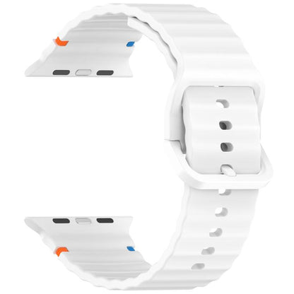 For Apple Watch 46mm / 49mm / 45mm / 44mm Kalebol Wavy Grain Stitched Silicone Watch Band(White) - Watch Bands by Kalebol | Online Shopping UK | buy2fix