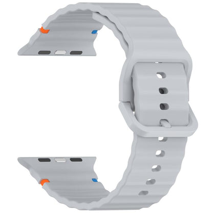 For Apple Watch 46mm / 49mm / 45mm / 44mm Kalebol Wavy Grain Stitched Silicone Watch Band(Grey) - Watch Bands by Kalebol | Online Shopping UK | buy2fix