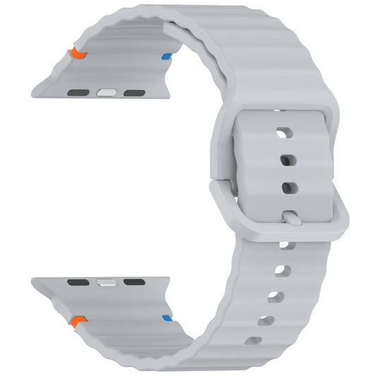 For Apple Watch 46mm / 49mm / 45mm / 44mm Kalebol Wavy Grain Stitched Silicone Watch Band(Grey) - Watch Bands by Kalebol | Online Shopping UK | buy2fix