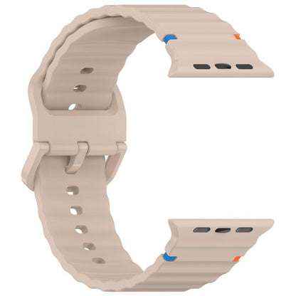 For Apple Watch 46mm / 49mm / 45mm / 44mm Kalebol Wavy Grain Stitched Silicone Watch Band(Milk Tea) - Watch Bands by Kalebol | Online Shopping UK | buy2fix