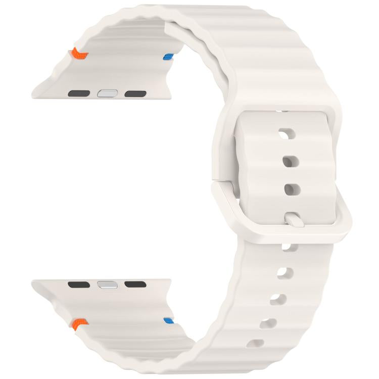 For Apple Watch 46mm / 49mm / 45mm / 44mm Kalebol Wavy Grain Stitched Silicone Watch Band(Starlight) - Watch Bands by Kalebol | Online Shopping UK | buy2fix