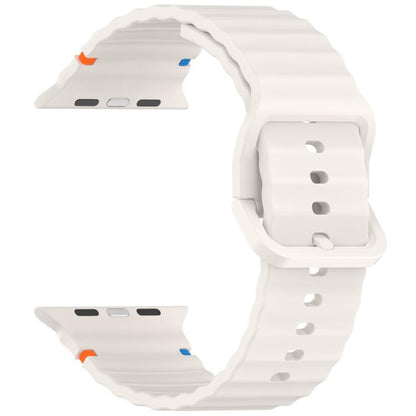 For Apple Watch 46mm / 49mm / 45mm / 44mm Kalebol Wavy Grain Stitched Silicone Watch Band(Starlight) - Watch Bands by Kalebol | Online Shopping UK | buy2fix