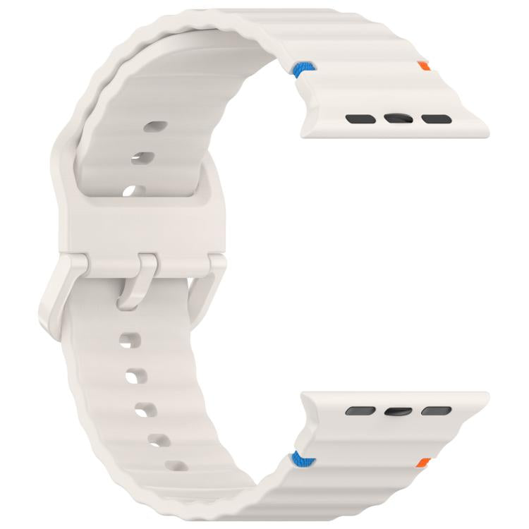 For Apple Watch 46mm / 49mm / 45mm / 44mm Kalebol Wavy Grain Stitched Silicone Watch Band(Starlight) - Watch Bands by Kalebol | Online Shopping UK | buy2fix